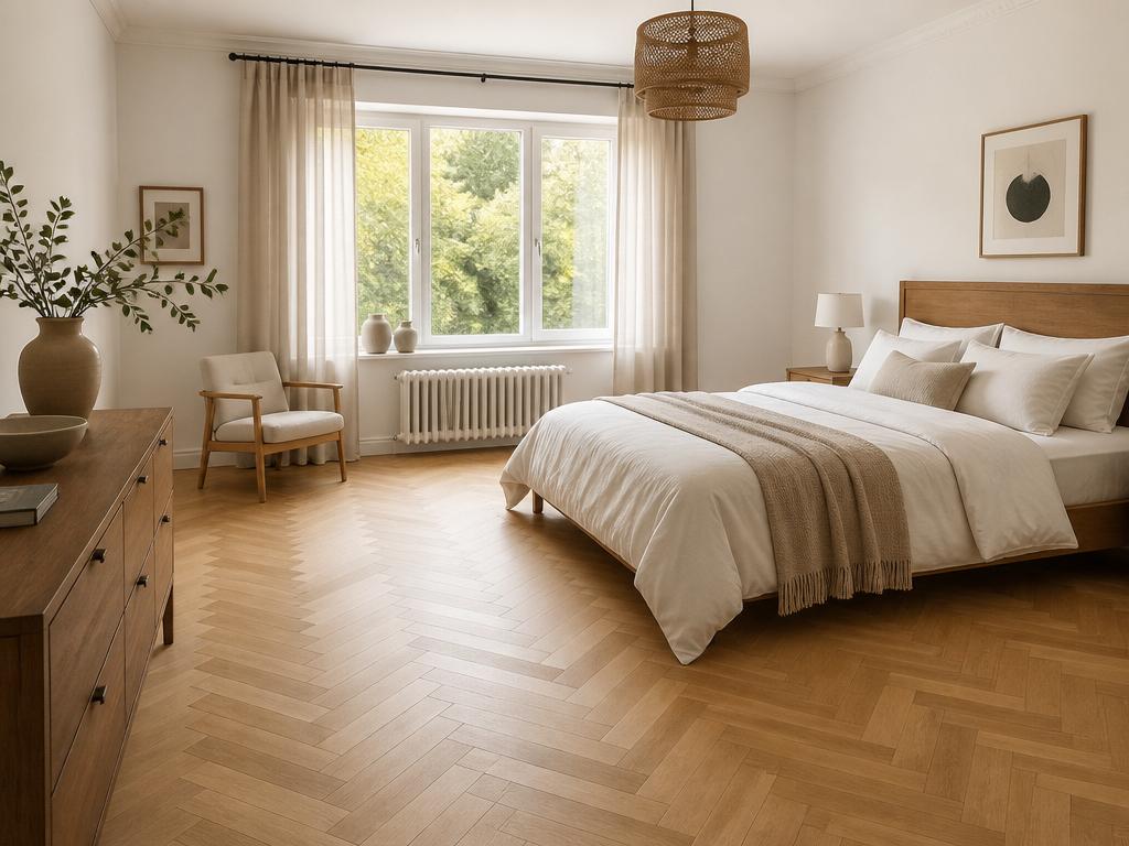 Parquet moderne en chêne dans une chambre