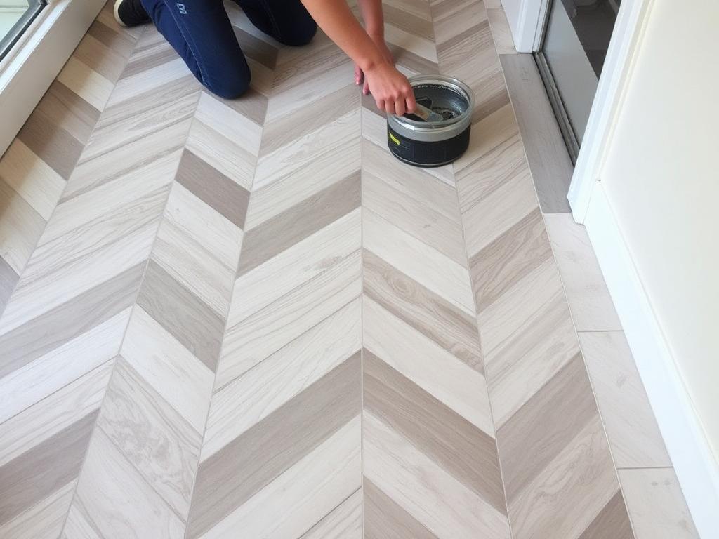 Pose de carrelage chevrons